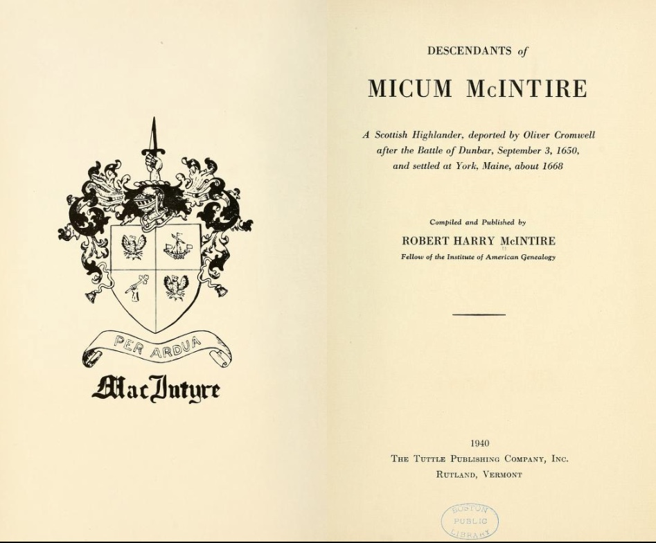 Descendants of Micum McIntire